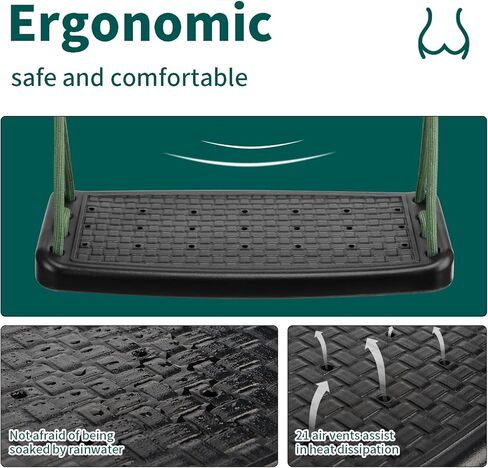 Plastic Swing Set Heavy Duty Replacement,with Adjustable Rope Non-Slip Hanging Tree Swing，Children's Swing Seat Accessories Indoor Outdoor Backyard Playground(Green in Kuwait