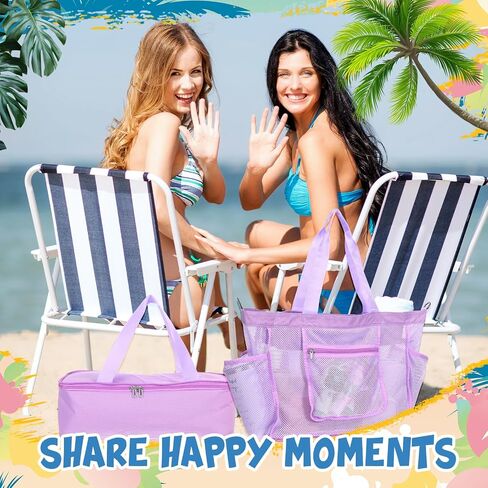 Abbylike Beach Bag with Cooler Mesh Beach Bags for Women with Zipper and Pockets for Pool Swim Travel Essentials(Black) in Saudi Arabia