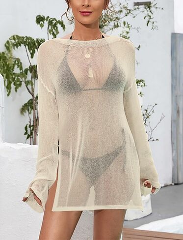 Beautiful Nomad Women's Crochet Cover Ups for Swimwear Bathing Suit Sheer Mesh Beach Tops Swimsuit Vacation Outfits in Kuwait