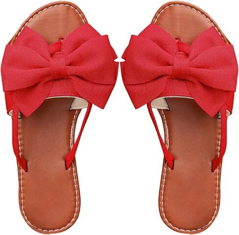 Gorglitter Women's Leopard Print Bow Sandals مسطحات مسطحة تنزلق على صلصة القدم المفتوحة in Kuwait