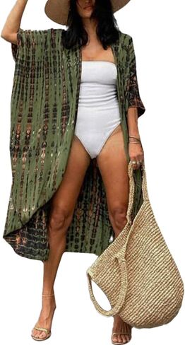 موس روز نساء الصيف كافيان كيمونو كارديجان مفتوحة فرون ملابس السباحة Kaftan Maxi Beach ملابس مع حزام in Kuwait