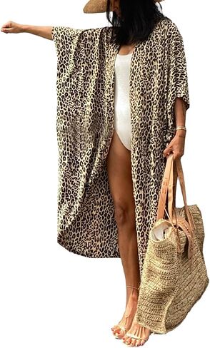 موس روز نساء الصيف كافيان كيمونو كارديجان مفتوحة فرون ملابس السباحة Kaftan Maxi Beach ملابس مع حزام in Kuwait
