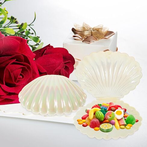 Seashell Candy Boxes 10pcs Plastic Seashell Party Favor Container Clam Treat Holder Shell Favor Box Mini Sea Shells Case Jewelry Box Box in Saudi Arabia