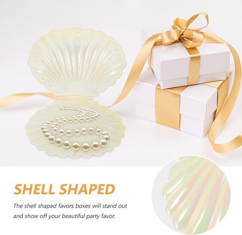 Seashell Candy Boxes 10pcs Plastic Seashell Party Favor Container Clam Treat Holder Shell Favor Box Mini Sea Shells Case Jewelry Box Box in Saudi Arabia