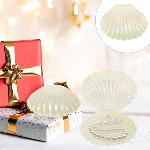 Seashell Candy Boxes 10pcs Plastic Seashell Party Favor Container Clam Treat Holder Shell Favor Box Mini Sea Shells Case Jewelry Box Box in Saudi Arabia