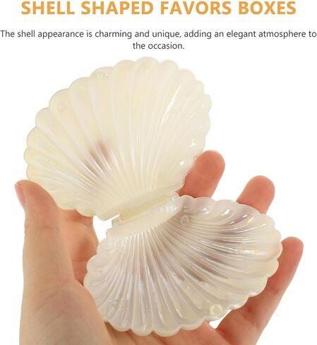 Seashell Candy Boxes 10pcs Plastic Seashell Party Favor Container Clam Treat Holder Shell Favor Box Mini Sea Shells Case Jewelry Box Box in Saudi Arabia