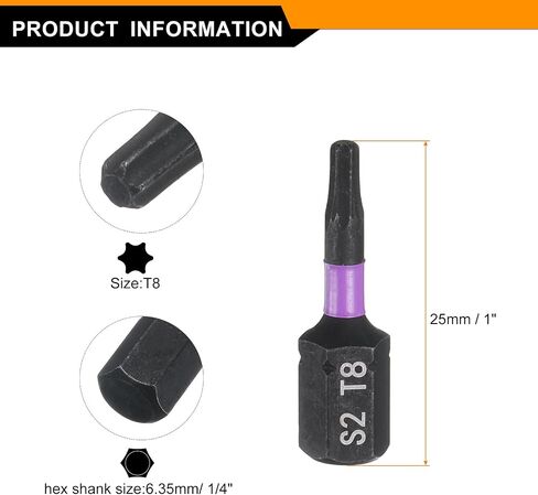 HARFINGTON 2pcs T30 Torx Screwdriver Bit 1/4" Hex Shank 25mm/1" Length Magnetic Star 6 Point Head Hex Bits S2 Steel Screw Driver Bit Industrial Grade Electric Drill Bits in Saudi Arabia