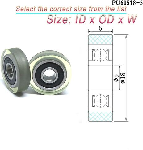 1pcs 3x15x4 مصغرة البولي يوريثان تشكل عجلة تحمل عجلة PU62315-4 OD 15mm PU المغلفة 3 * 15 * 4 بكرة مطاطية ناعمة بلاستيكية (PU69619-5 6x19x5mm) in Kuwait