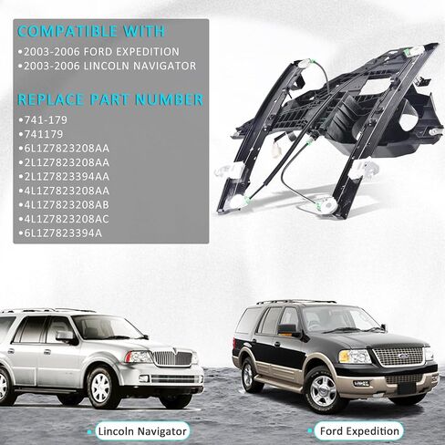 Front Left Driver Side Power Window Regulator with Motor Assembly Compatible for 2003-2006 Ford Expedition Lincoln Navigator, Replacement 741-178 2L1Z7823395AA 6L1Z7823209AA in Saudi Arabia