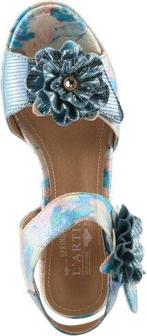 SPRING STEP L'Artiste Women's Smashing Leather Sandals - زهور مزخرفة فاخرة ، كعب جوهرة منحوت ، أحذية فن يمكن ارتداؤها in Saudi Arabia