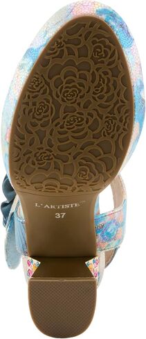 SPRING STEP L'Artiste Women's Smashing Leather Sandals - زهور مزخرفة فاخرة ، كعب جوهرة منحوت ، أحذية فن يمكن ارتداؤها in Saudi Arabia
