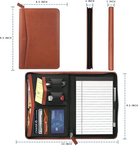 Junior Padfolio Portfolio with 5 x 8 Writing Pad, A5 Business Portfolio Binder Folder Organizer Multi-Function Combination Case for Women, Green in Kuwait