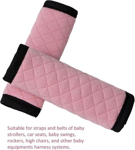 Baby Car Seat Straps Cover, Shoulder Pads for Baby, Baby Car Seat Belt Pads Seat Belt Covers for All Car Seats Pushchair Stroller, 2 Pack - Pink in Saudi Arabia
