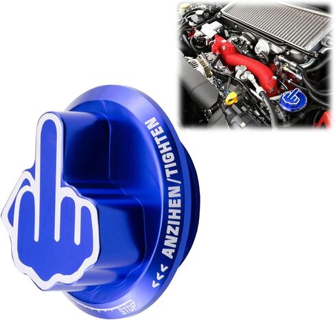 Red Middle Finger Novelty Engine Oil Filter Tank Cap Cover Aluminum Compatible with Subaru in Saudi Arabia