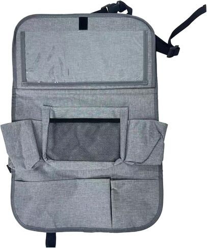 Backseat Car Organizer with Tray, 9 Storage Pockets Back Seat Protector with Foldable Tablet Holder, Waterproof Back of Seat Kick Mats for Kids Adult, Road Trip Essentials Travel 2 Pack, Black in Kuwait