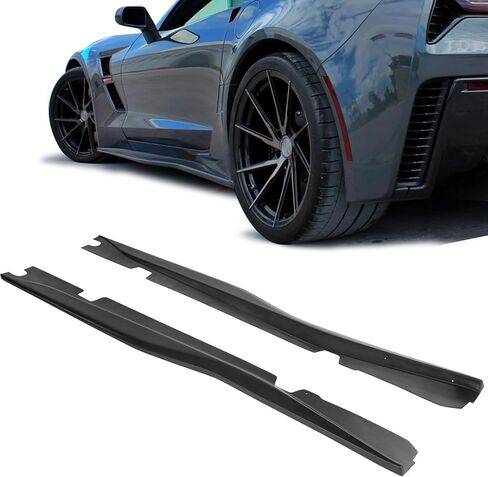 Compatible with/Replacement for Side Skirt Lip, Z06 Style PU Rocker Panel Splitter Black, Fits 2014 2015 2016 2017 2018 2019 Chevrolet Corvette C7 Grand Sport Stingray Coupe Convertible in Saudi Arabia