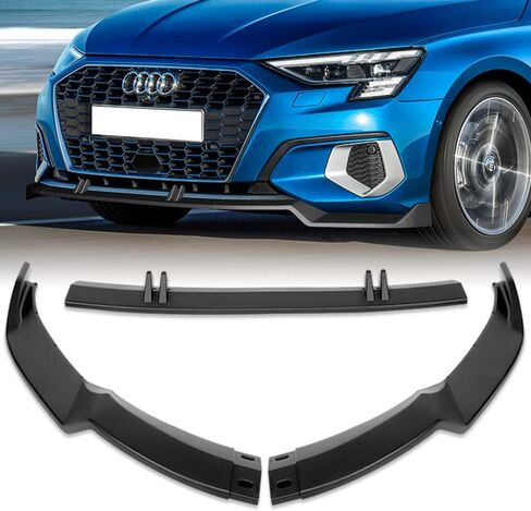 Q1-TECH, 9-Piece Front Bumper Lip & Side Skirt Extensions Diffuser Compatible with 2022-2024 Audi A3 / A3 Quattro Sedan Only, Front Lip Spoiler Air Chin Splitter ABS 2023 (Painted Black) in Saudi Arabia