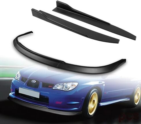 Stay-Tuned, 5PC S204-Style ABS Front Bumper Lip Spoiler Body Kit + Universal 31" Side Skirt Diffuser, Compatible with 2006 2007 Subaru Impreza WRX STi, Exterior Accessory (Unpainted Black) in Kuwait