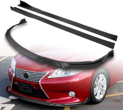 9pcs Combo Front Bumper Body Kit Lip + Side Skirt Extensions Diffuser Compatible with 2013-2015 Lexus ES350 / ES300h Model Only 2014 (Painted Black) in Saudi Arabia