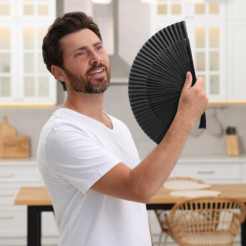2 Pack Held Fan for Women Foldable Chinese Japanese Bamboo Silk Folding Handheld Fan with Tassel for Wedding, Church, Dancing, Party, Decoration, Gifts(Classic Color) in Saudi Arabia