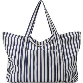 حقيبة شاطئية كبيرة كبيرة للنساء ، وبيغ ويكنسندر مع سحاب وجيب لرحلة ليلية ، نسيج كولدووي قابل للغسل in Kuwait