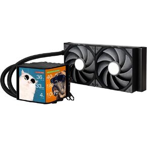 TRYX Panorama 360 ARGB White 360mm AIO 6.5 بوصة AMOLED على شكل حرف L شاشة ثلاثية الأبعاد ذات تأثير بصري مشوه قابلة للتخصيص مبرد AIO 360 مم Asetek 8th Gen 320w TDP ARGB Fan Intel LGA 1700/1200/115X AMD AM5/AM4 in Kuwait