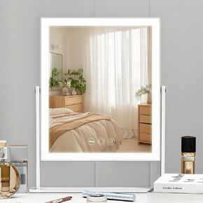 مرآة مكياج من ميسافانيتي مع أضواء، مرآة مكياج هوليوود، مرآة مكياج مع إضاءة وتكبير 10X ومكبر صوت، تصميم 9 مصابيح للتحكم باللمس و3 أوضاع إضاءة ملونة in Kuwait