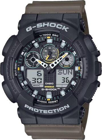 Casio G-Shock Utilitarian Black & Olive Green Analog-Digital Watch GA-100TU-1A3CR in Saudi Arabia