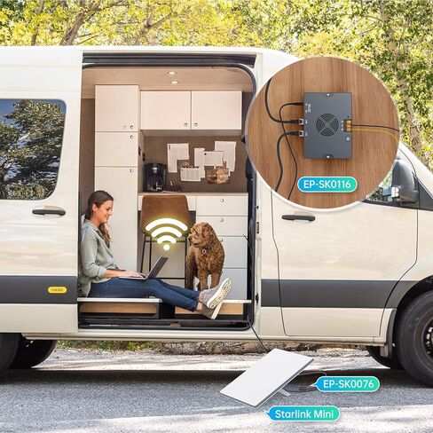 حاقن GigE السلبي Starlink PoE، 3 في 1 150 واط Starlink Gen 2 12 فولت مجموعة تحويل مع محول SPX ومحول DC 9-36 فولت/150 واط، بدون سلك قطع محول إيثرنت Starlink لـ Starlink Standard V2 Dishy in Kuwait