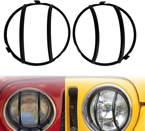 Front Bumper Headlight Guard Trim Protector Round Iron Headlight Guard Replacement Kit Fit 1997-2006 for wrangler tj in Saudi Arabia