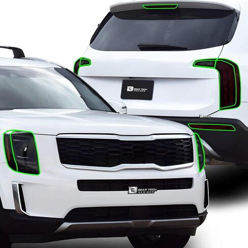 BOGAR TECH DESIGNS Full Headlight Taillight Reflector Sidemarker Tint Kit Film Compatible with Kia Telluride 2020-2022, Dark Smoke in Saudi Arabia