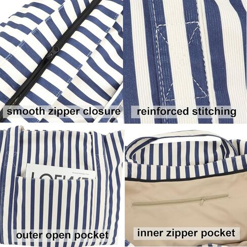 حقيبة شاطئية كبيرة كبيرة للنساء ، وبيغ ويكنسندر مع سحاب وجيب لرحلة ليلية ، نسيج كولدووي قابل للغسل in Kuwait