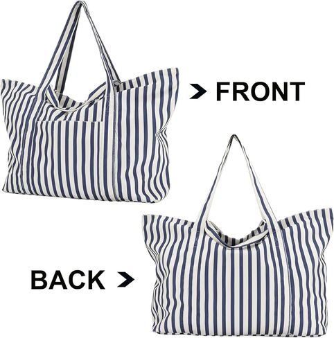 حقيبة شاطئية كبيرة كبيرة للنساء ، وبيغ ويكنسندر مع سحاب وجيب لرحلة ليلية ، نسيج كولدووي قابل للغسل in Kuwait