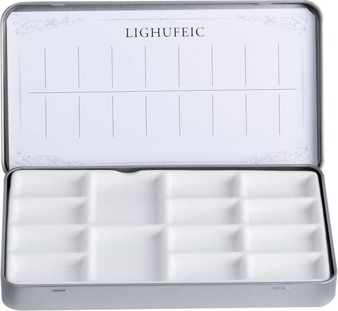 Travel Watercolor Palette,Portable Ceramic Palette with 14 Well,Metal Paint Box with Porcelain Palette(Blak Box) in Kuwait
