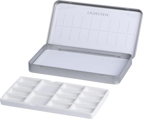 Travel Watercolor Palette,Portable Ceramic Palette with 14 Well,Metal Paint Box with Porcelain Palette(Blak Box) in Kuwait