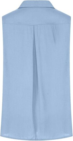 Cotton Linen Shirts for Women Sleeveless Collared Tops Oversized Button Up Blouses Work Shirts Casual Summer Tshirt in Kuwait