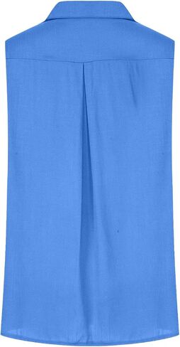 Cotton Linen Shirts for Women Sleeveless Collared Tops Oversized Button Up Blouses Work Shirts Casual Summer Tshirt in Kuwait