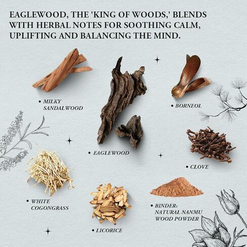 Deep Sleep & Relaxation – Innergy Agarwood Square Incense Sticks, 100% Natural Eaglewood Blend, 50-Min Burn, Eco Glass Tube with Multi-Function Holder, 20 Sticks in Saudi Arabia