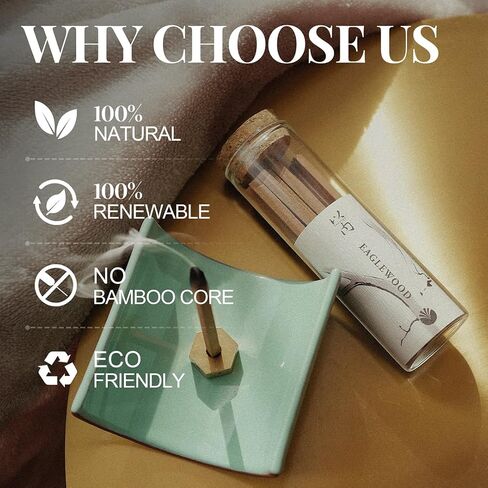 Deep Sleep & Relaxation – Innergy Agarwood Square Incense Sticks, 100% Natural Eaglewood Blend, 50-Min Burn, Eco Glass Tube with Multi-Function Holder, 20 Sticks in Saudi Arabia