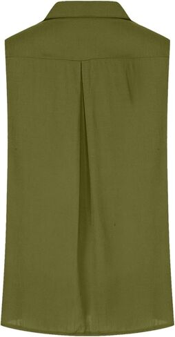 قمصان الكتان القطن للنساء بلا أكمام قمم بزر كبيرة الحجم أعلى بلوزات عمل قمصان الصيف غير الرسمية in Kuwait