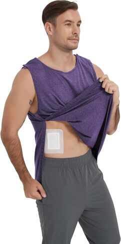 Cotton Men's Post Shoulder Surgery Tank Top Clothes After Rotator Cuff Surgery Chemo Port Access Shirt with Snaps in Kuwait