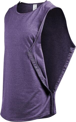 Cotton Men's Post Shoulder Surgery Tank Top Clothes After Rotator Cuff Surgery Chemo Port Access Shirt with Snaps in Kuwait