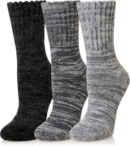 Eyean Merino Wool Socks Thermal Winter Ski Warm Thick Cozy Boot Hiking Socks for Women Men 3 Pairs in Kuwait