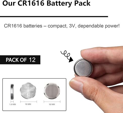 CR1616 Battery 3V Lithium CR 1616 Batteries for Car Remote Control(12 PCS) in Saudi Arabia