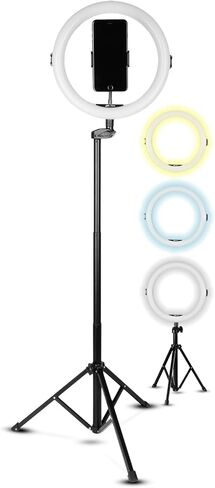 SQUATZ 11 بوصة LED 12 وات ضوء حلقة سيلفي مع تحكم سلكي، 3 أوضاع ألوان، 10 مستويات سطوع، حامل ثلاثي القوائم مع 6 أقسام، حامل هاتف، مستويات سطوع قابلة للتعديل للمؤثرين، يوتيوب، تيك توك in Saudi Arabia