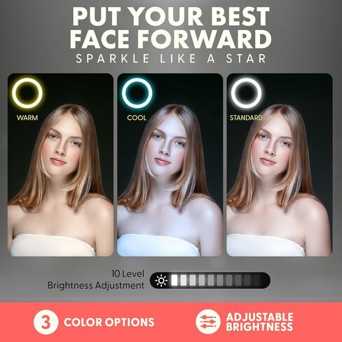 SQUATZ 11 بوصة LED 12 وات ضوء حلقة سيلفي مع تحكم سلكي، 3 أوضاع ألوان، 10 مستويات سطوع، حامل ثلاثي القوائم مع 6 أقسام، حامل هاتف، مستويات سطوع قابلة للتعديل للمؤثرين، يوتيوب، تيك توك in Saudi Arabia