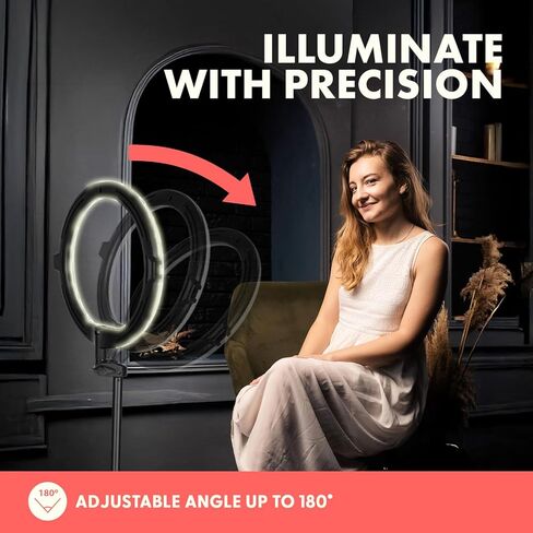 SQUATZ 11 بوصة LED 12 وات ضوء حلقة سيلفي مع تحكم سلكي، 3 أوضاع ألوان، 10 مستويات سطوع، حامل ثلاثي القوائم مع 6 أقسام، حامل هاتف، مستويات سطوع قابلة للتعديل للمؤثرين، يوتيوب، تيك توك in Saudi Arabia