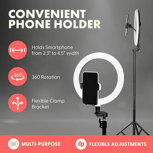 SQUATZ 11 بوصة LED 12 وات ضوء حلقة سيلفي مع تحكم سلكي، 3 أوضاع ألوان، 10 مستويات سطوع، حامل ثلاثي القوائم مع 6 أقسام، حامل هاتف، مستويات سطوع قابلة للتعديل للمؤثرين، يوتيوب، تيك توك in Saudi Arabia