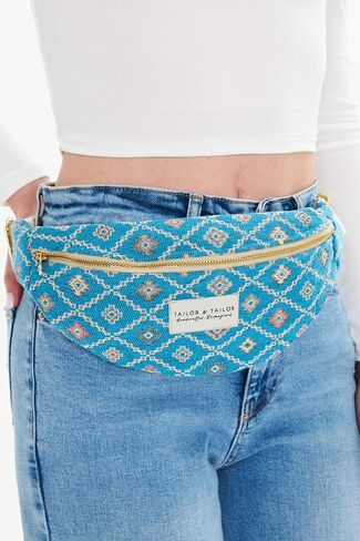 Tailor & Tailor Ethnic Pattern Waist Bag - Adjustable Belt, Lightweight Fabric, Multipurpose Fanny Pack, Western Style Belt Bag (Vintage Mustard Yellow) in Saudi Arabia