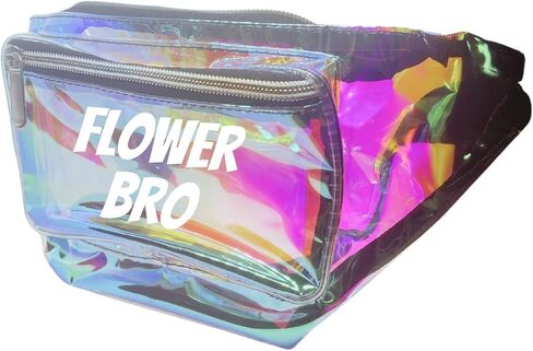 Flower Bro Holographic Metallic Fanny Pack- Custom (Black w/White Text) in Saudi Arabia